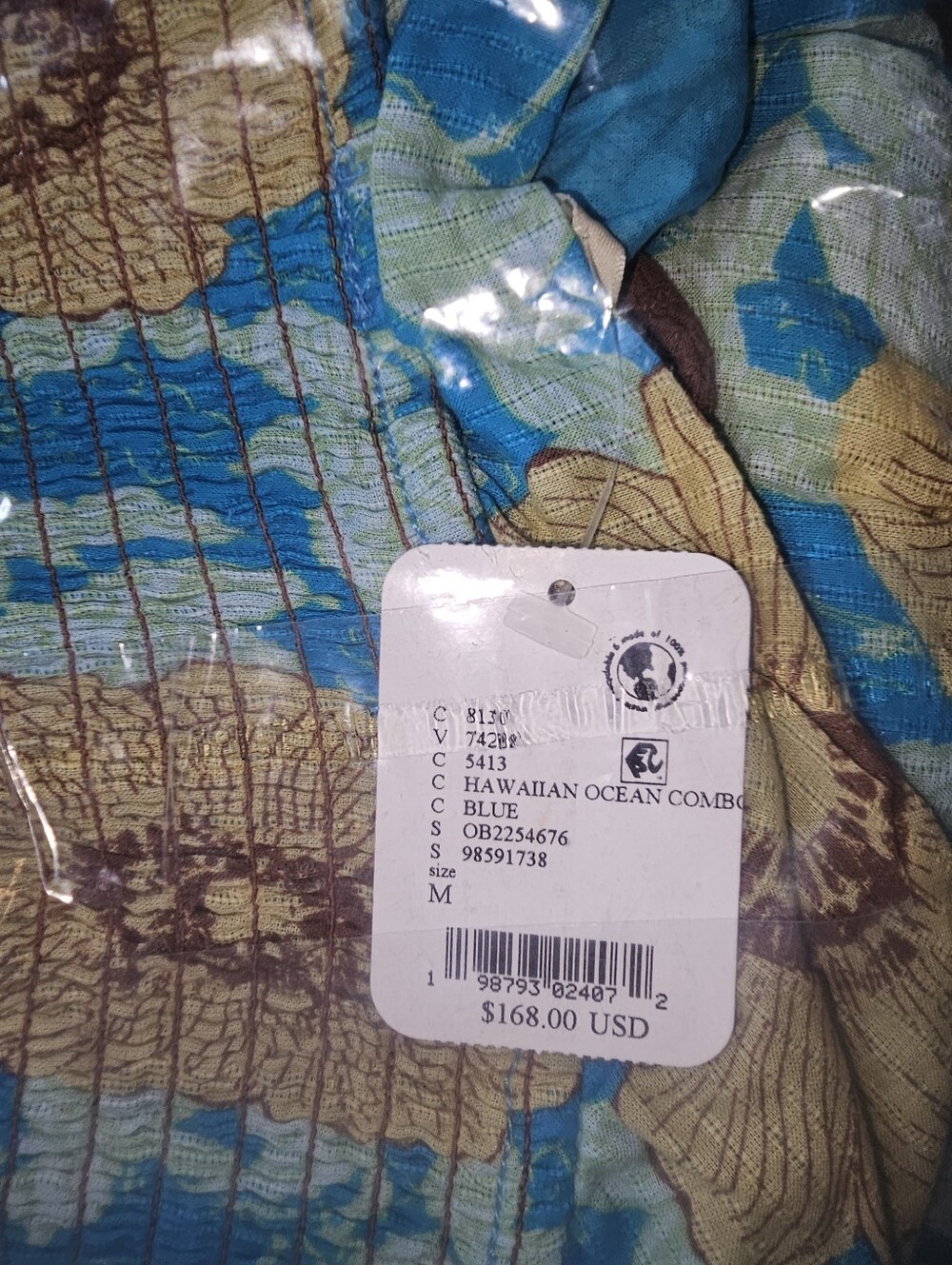 NWT Free People Hawaiian Ocean Combo Blue Smocked Tiered Midi Dress Size M - Picture 7 of 9